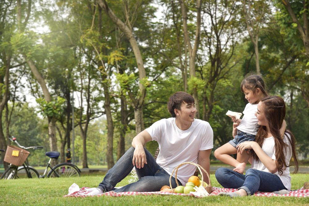 Ilustrasi private picnic sebuah keluarga di padang rumput.(Foto: Shutterstock/People Image Studio)